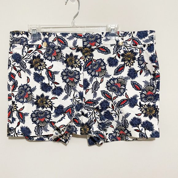 LOFT Pants - Loft Plus Size 14 Floral printed Multicolor Flower Pocket Shorts White Blue